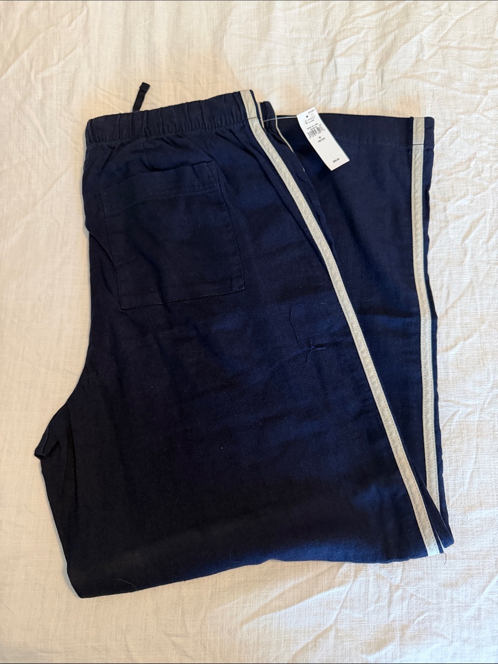 GAP Navy Linen Pants with Side Stripe